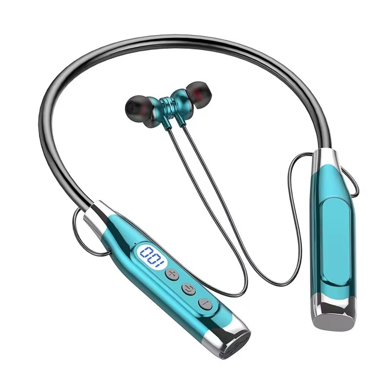 Magnetic Neckband Sports Earphones - LED 배터리 디스플레이 타입-C 충전 포트