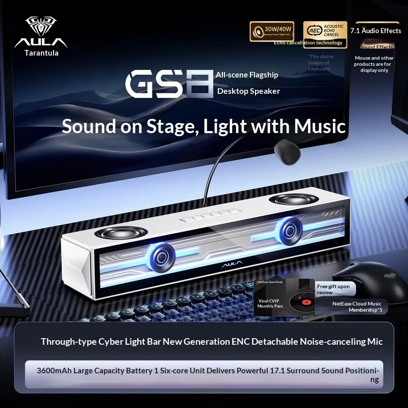 AULA GS8 게이밍 스피커, RGB 조명과 분리형  - Rgb Computer Soundbar For Pc 리뷰 및 가격